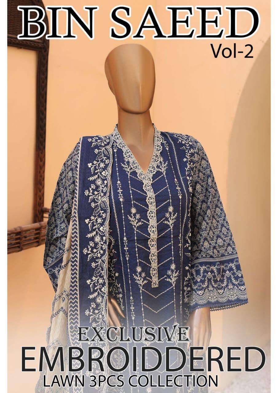 Exclusive Embroidered Lawn Collextion Vol 2- 2025 by BIN SAEED